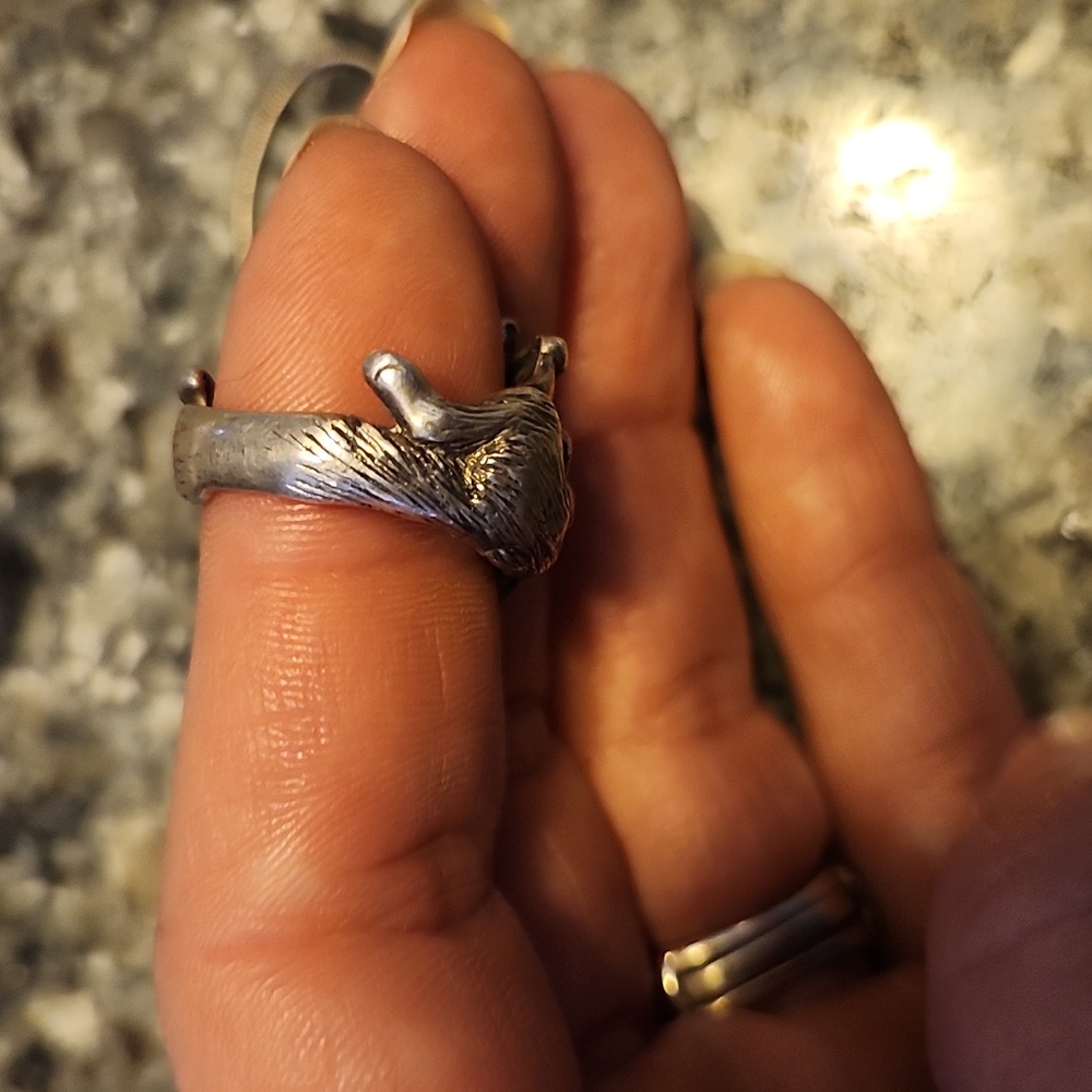 Sterling Silver Double Wolf Pack Design Ring Size 7 - Picture 6 of 15